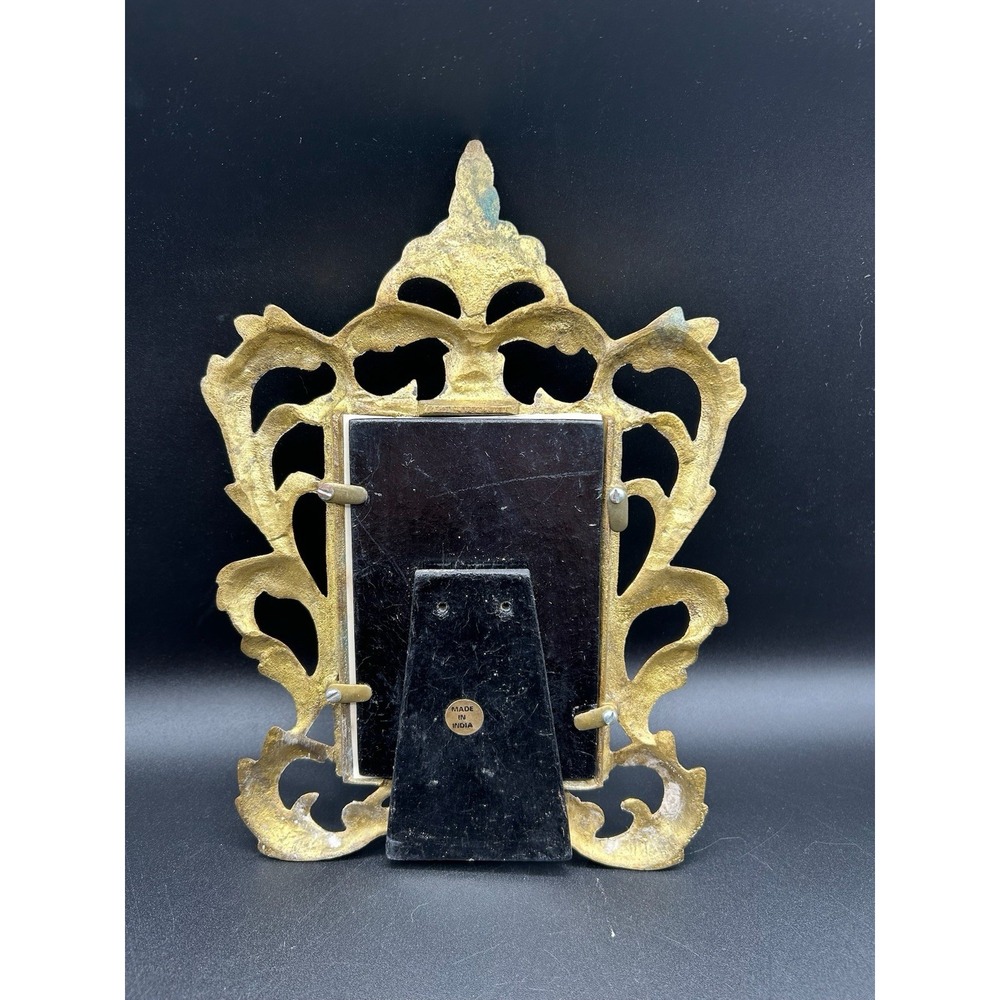 Vintage Wilton Cast Metal Picture Frame Ornate Gold Tone 4 X 5.5 - Picture 4 of 5